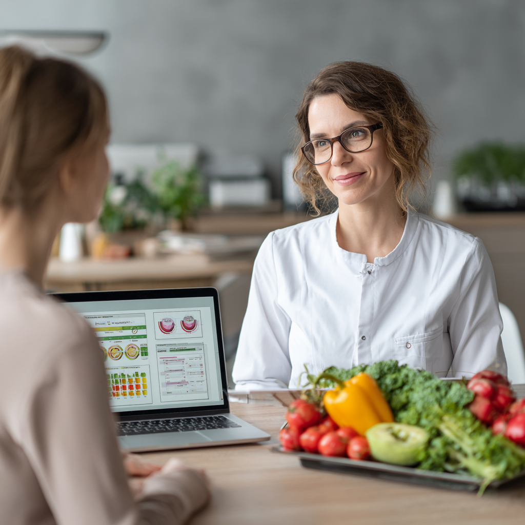 Nutricionistka konzultuje klienta